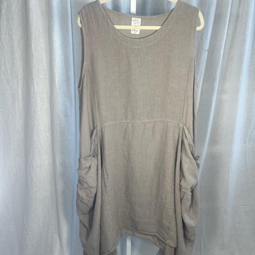 Match Point Oversized Linen Dress in Taupe - Size XL - Picture 3 of 9